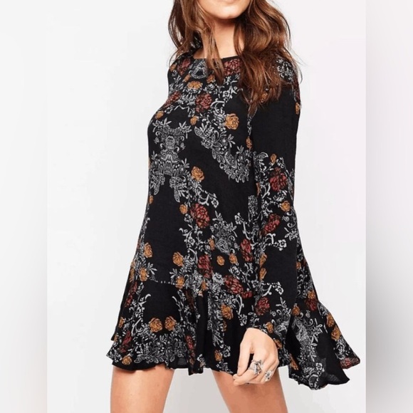 Free People Smooth Talker Tunic Dress in Raven Black - S - Picture 1 of 9